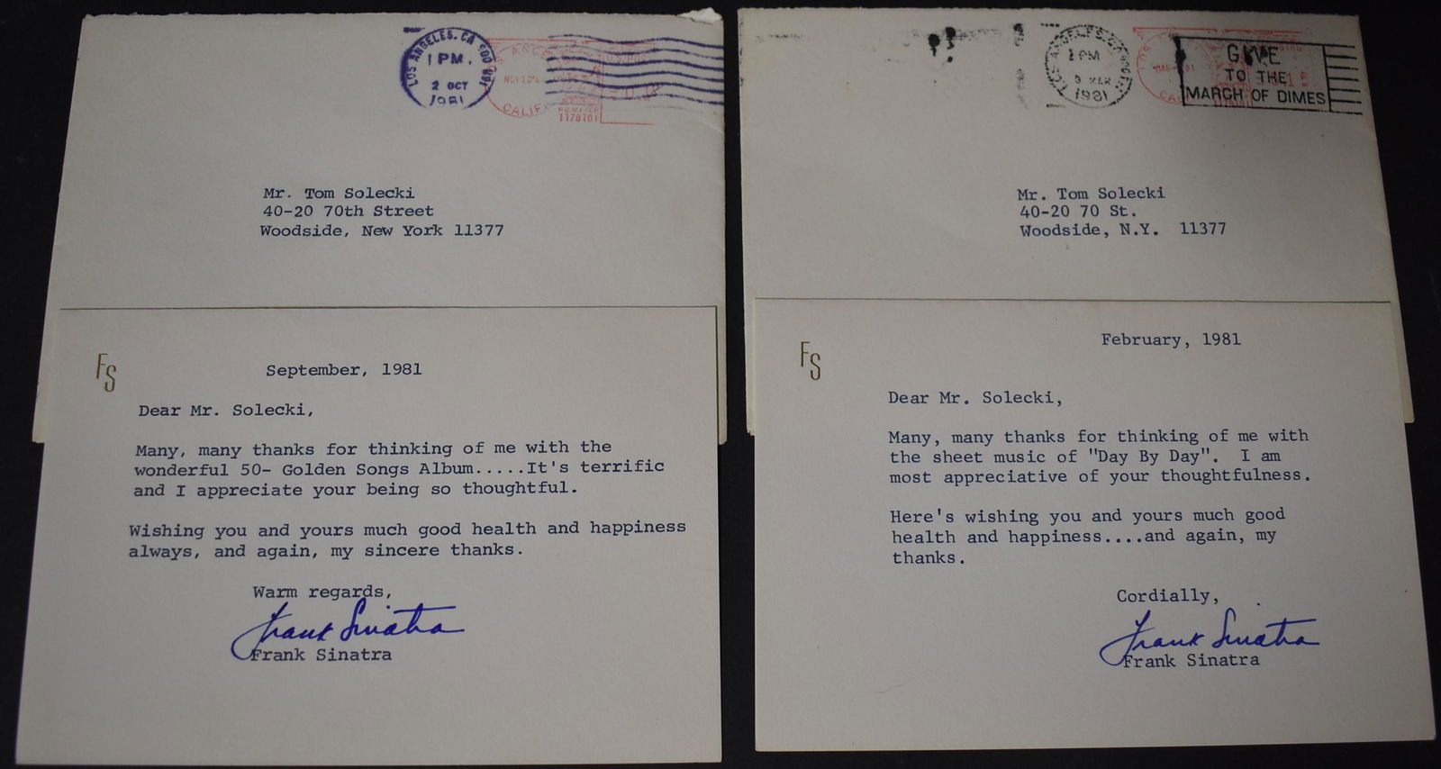 Frank Sinatra Thank You Notes 1981 (2) (1 of 2)