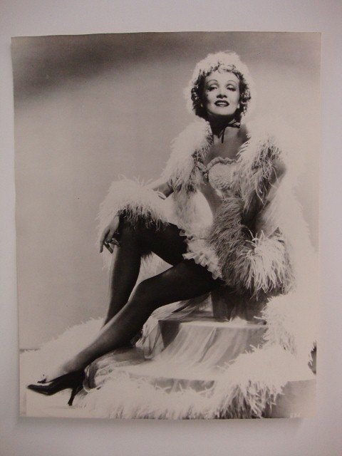 MARLENE DIETRICH PHOTOGRAPHS INC. RICHEE: Glamour portrait, without backstamp ,heavy carboard stock 11X14 VF ;Eugene Robert Richee full length portrait in Chinese influenced lounging pajamas designed by Travis Benton and worn in "Desire". Dat