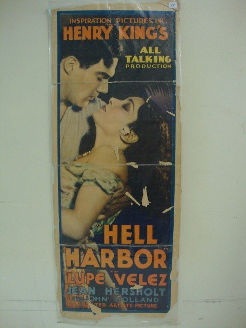 HELL HARBOR INSERT: United Artists, Velen, Hersholt,Holland, Inspiration Pictures, Inc. Henry King's All Talking production F (margins on all sides crackled or missing but colors excellent-needs preservation