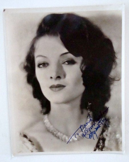 MYRNA LOY INSCRIBED SIGNED PHOTOGRAPH: Signed in blue ink to David all good wishes Myrna Loy 7 1/2x9 3/4 VF