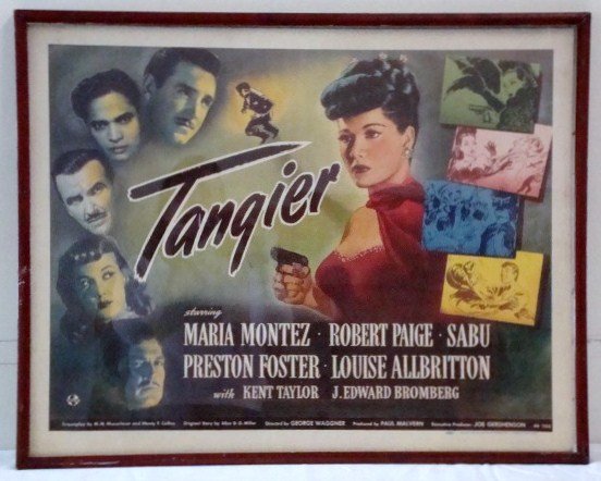 TANGIER MOVIE POSTER HALF SHEET: Universal, 1946 Montez, Paige, Sabu, Foster, Allbritton 24 x 28 F (Framed under glass)