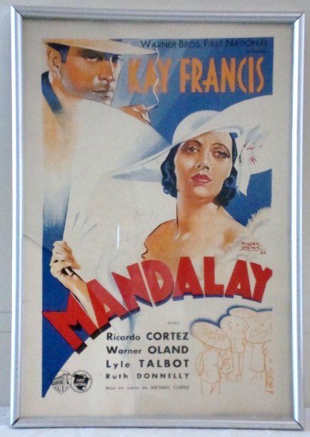 MANDALAY MOVIE POSTER: WB First National, Kay Francis, Cortez, Oland, Talbot. , Artwork by Roger Vacher 1934 15 3/4W. x 23 1/2 H.