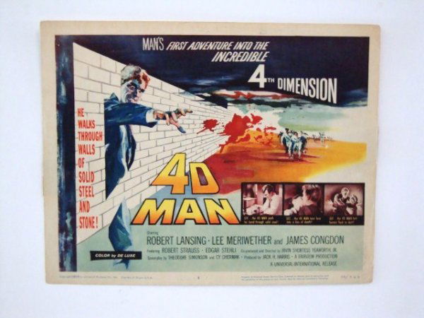4D MAN TITLE CARD: Universal- International 1959, Lansing, Meriwether, Congon 11 x 14 F-VF (pinholes)
