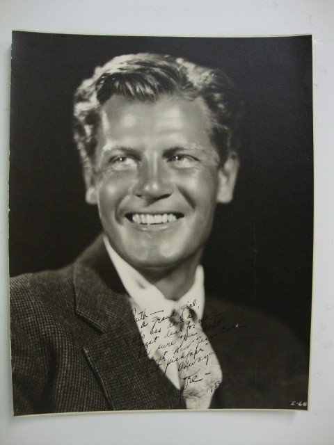 JOEL MCCREA PHOTOGRAPH SIGNED: ISP "To Ruth, A grand girl who has done a great deal for me- Be sure you don't forget New Years Eve at "Pickfair" Always, Joel 1933", In black ink. Pickfair was the legendary and well written about re