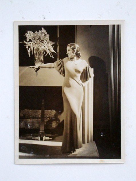HURRELL PHOTOGRAPH-NORMA SHEARER: With backstamp for Hurrell and MGM. Stamped also in blue, Norma Shearer Metro Goldwyn-Mayer . Blind stamp in front bottom margin for Hurrell 10" x 13"