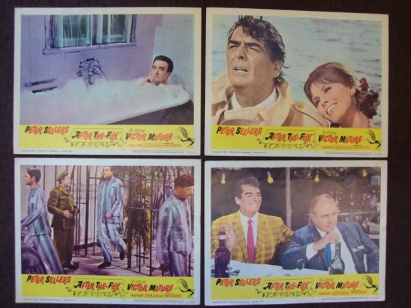 SIX AFTER THE FOX LOBBY CARDS: United Artists, 1966. Peter SELLERS, Victor MATURE. #'s 1, 2, 3, 5, 7, 8 70/27 All 11" x 14" All (VF)