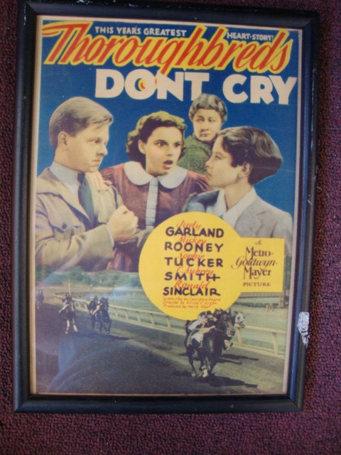 THOROUGHBREDS DON'T CRY MWC: MGM, 1937, Garland, Rooney, Tucker, Smith, Sinclair 11-1/4 h x 8" w. Framed VF-F