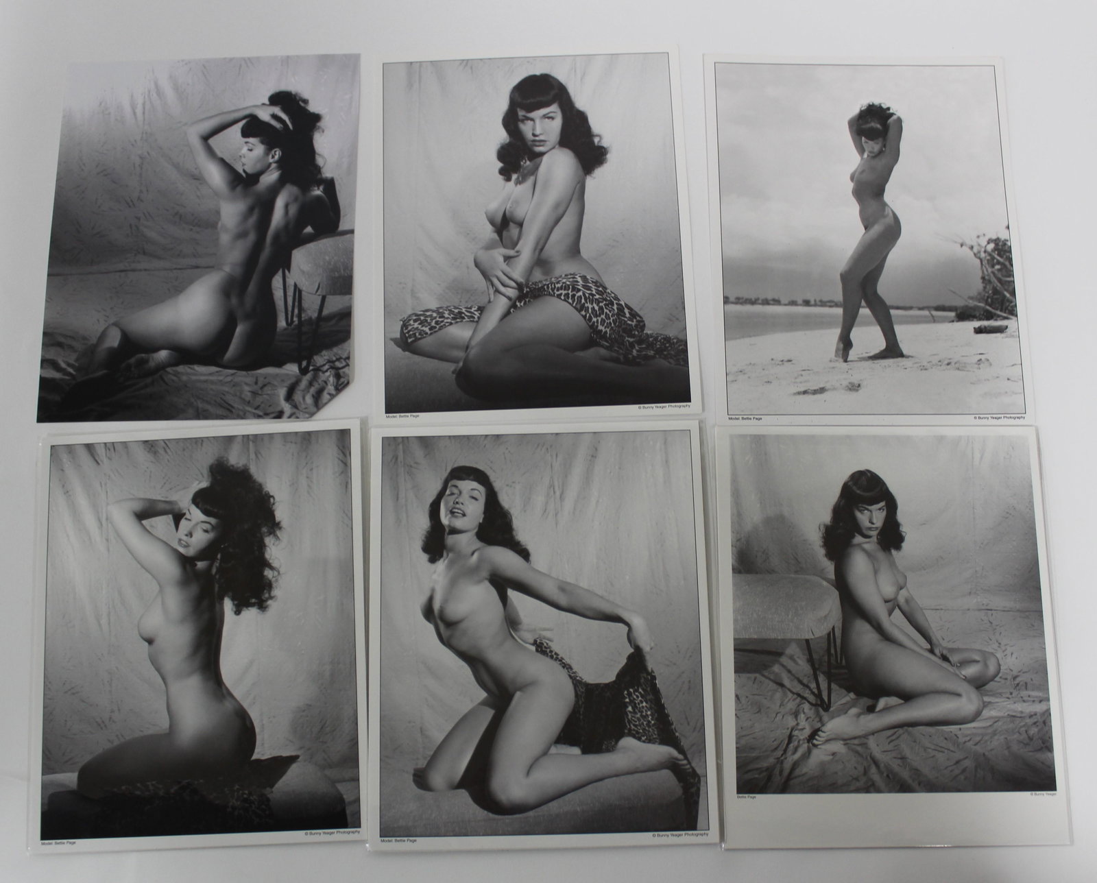 (6) Photos Bettie Page.: (6) 8x10 Double Stock. Bettie Page. All Different Poses.