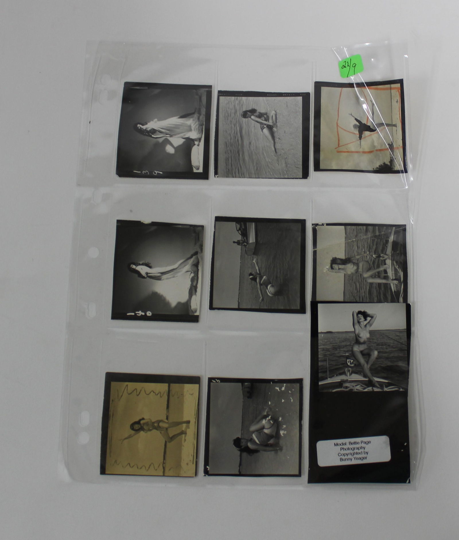 (9) 3x3 Contact Photos of Bettie Page & Other Models. (1 of 4)