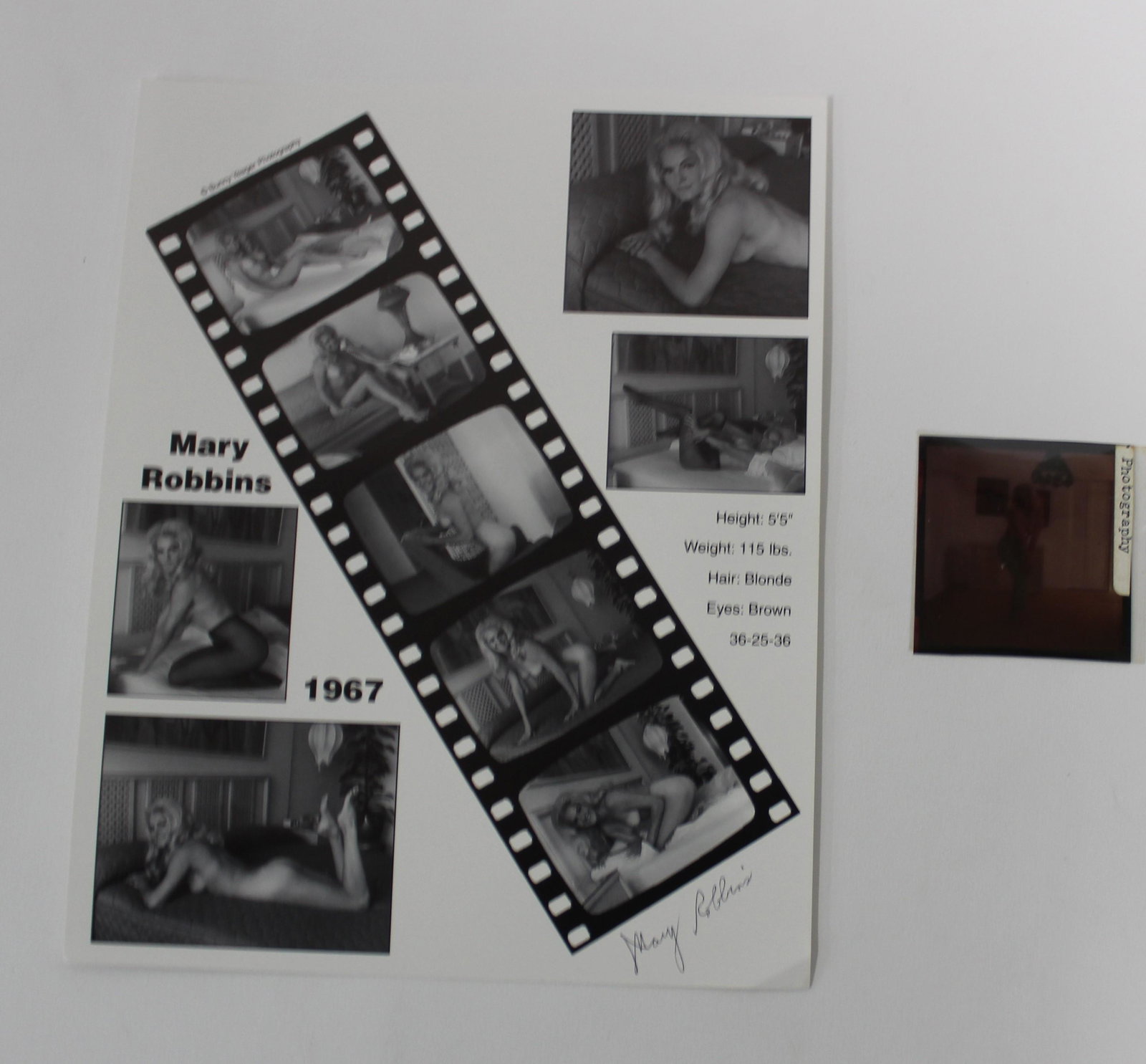 Mary Robbins Image & Negatives (3): 1 8 x 10 and 2 negatives, 2.5 x 2.5.