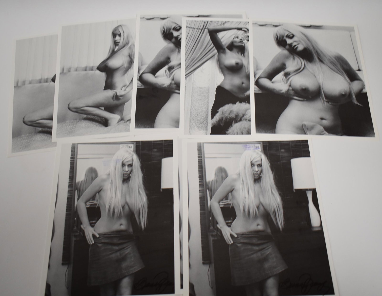 (8) Photos Uschi (2) Sgd.: 8x10 (2) Sgd. Bunny Yeager. (5) Different Poses.