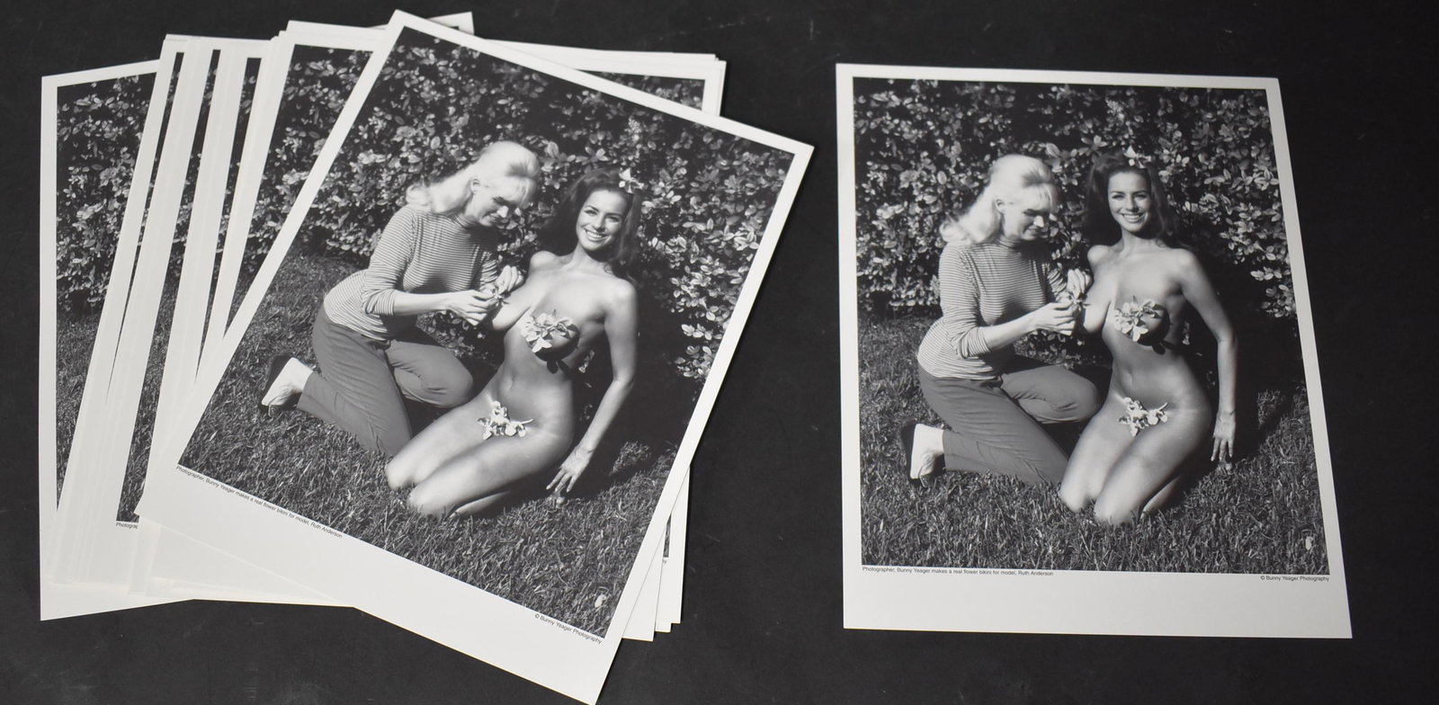 (20) Photos Ruth Anderson & Bunny Yeager: 8x10 Double Stock. (20) Photos Bunny Yeager Makes A Real Flower Bikini For Model Ruth Anderson.