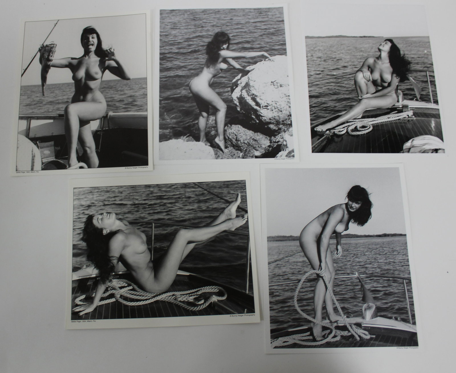 (450)+ 8x10 Photos Bettie Page.: 8x10 Double Stock. (450)+ Photos Bettie Page on Boat (5) Different Poses.