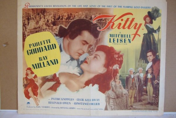 TWO KITTY MOVIE POSTERS - 1/2 S & 6S: Paramount, 1945. Paulette Goddard. Ray Milland. 22 x 28 & 81 x 81 VF-F