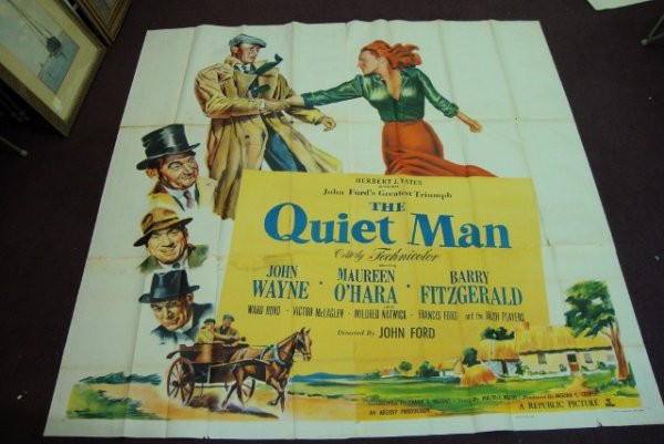 THE QUIET MAN SIX SHEET MOVIE POSTER: Republic, 1952. (51/695) John Wayne, Maureen O'Hara. Folded, 81 x 81