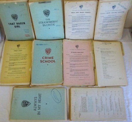 TEN MOVIE SCRIPTS: Crime School (Humphrey Bogart); Stolen Holiday (Kay Francis); Secrets of an Actress (Kay Francis); That Hagen (Shirley Temple); Strawberry Blonde (James Cagney); Men are Such Fools (Humphrey Bogart) N