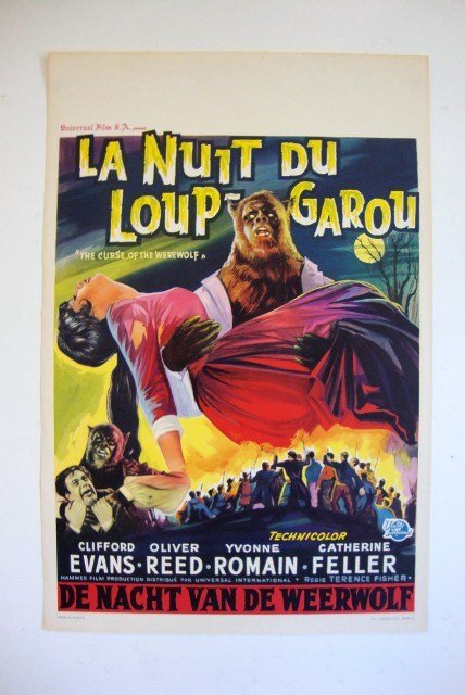 THE CURSE OF THE WEREWOLF - BELGIAN VERSION: The Curse of the Wolf. Universal, 1961. Evans, Reed, Roman, Feller. 14 x 21-1/2 VF