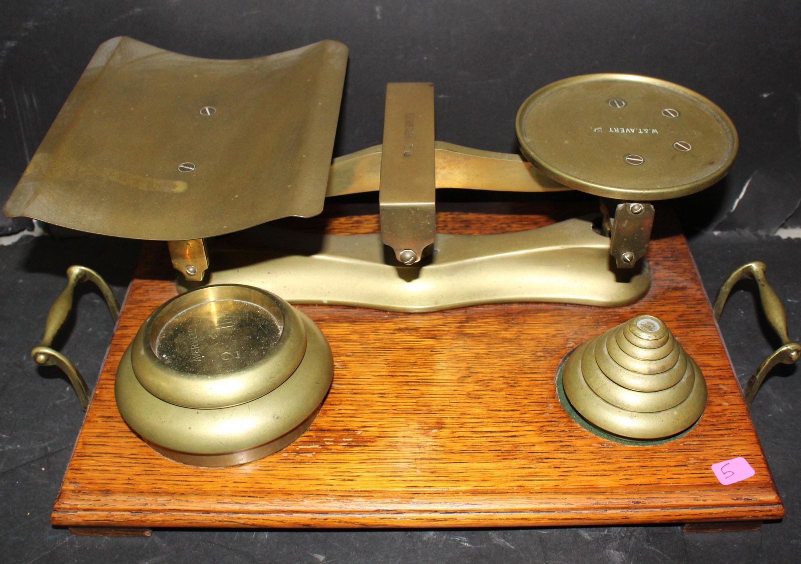 W & T Avery LTD Antique Brass & Wooden Scale (1 of 4)