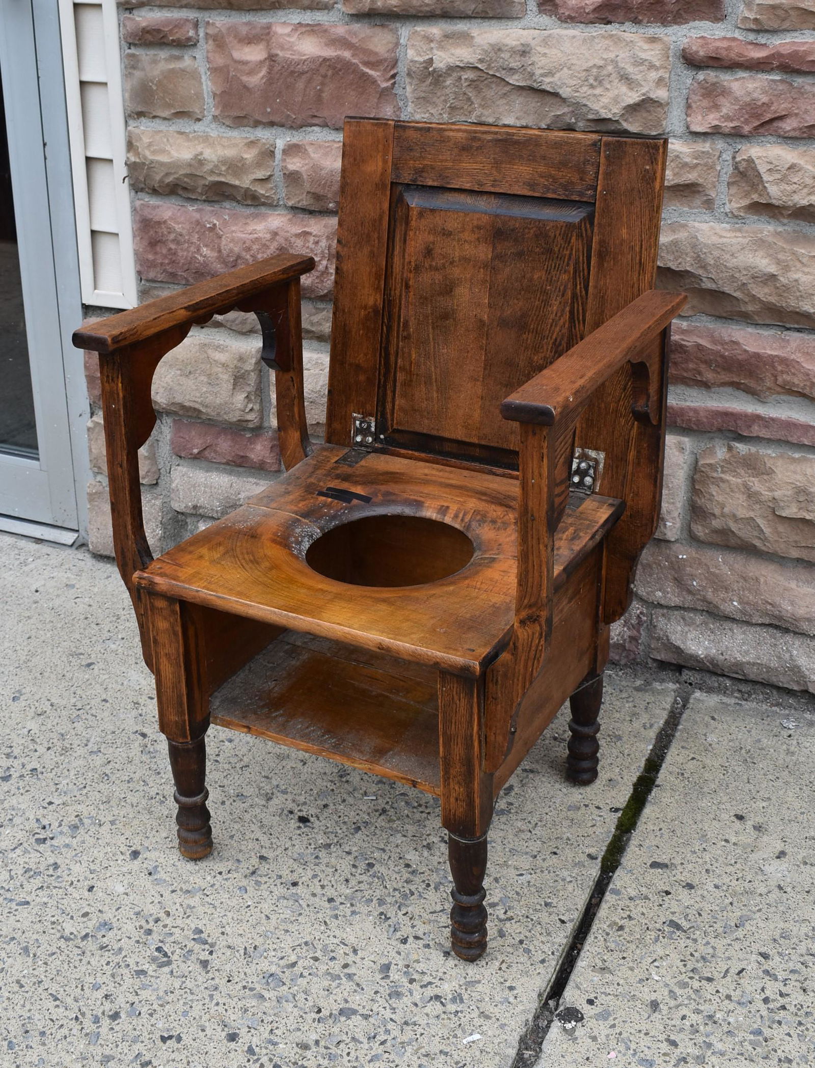 Antique Commode: As is from age some repairs can be seen in photos Size Closed 25"H x 21"W x 16"D