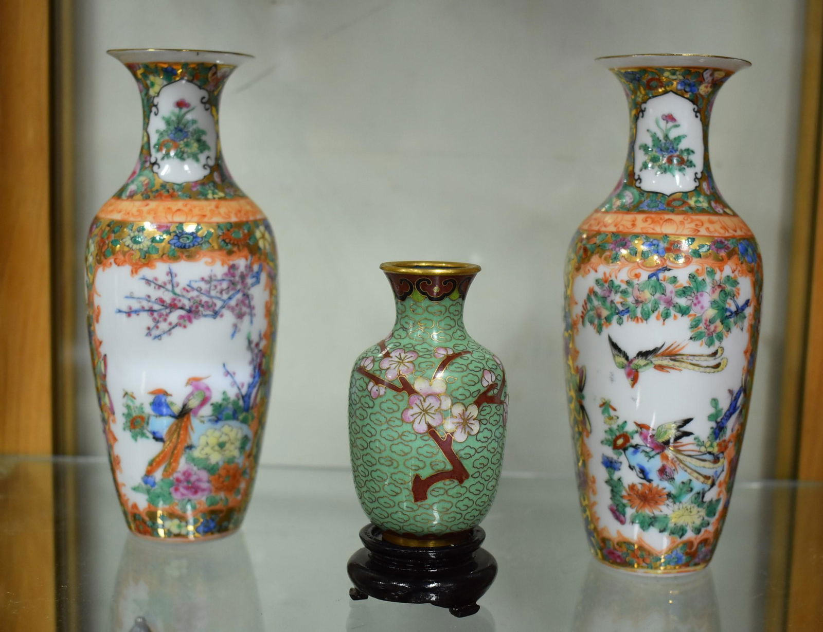 Miniature Cloisonne Vase and a Pr. of Oriental Vases (1 of 3)