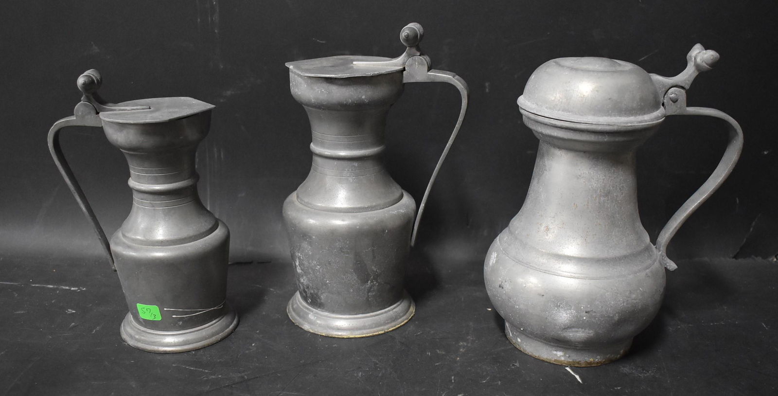 Antique Pewter Measures. Acorn Thumb Grips/ (3) (1 of 6)