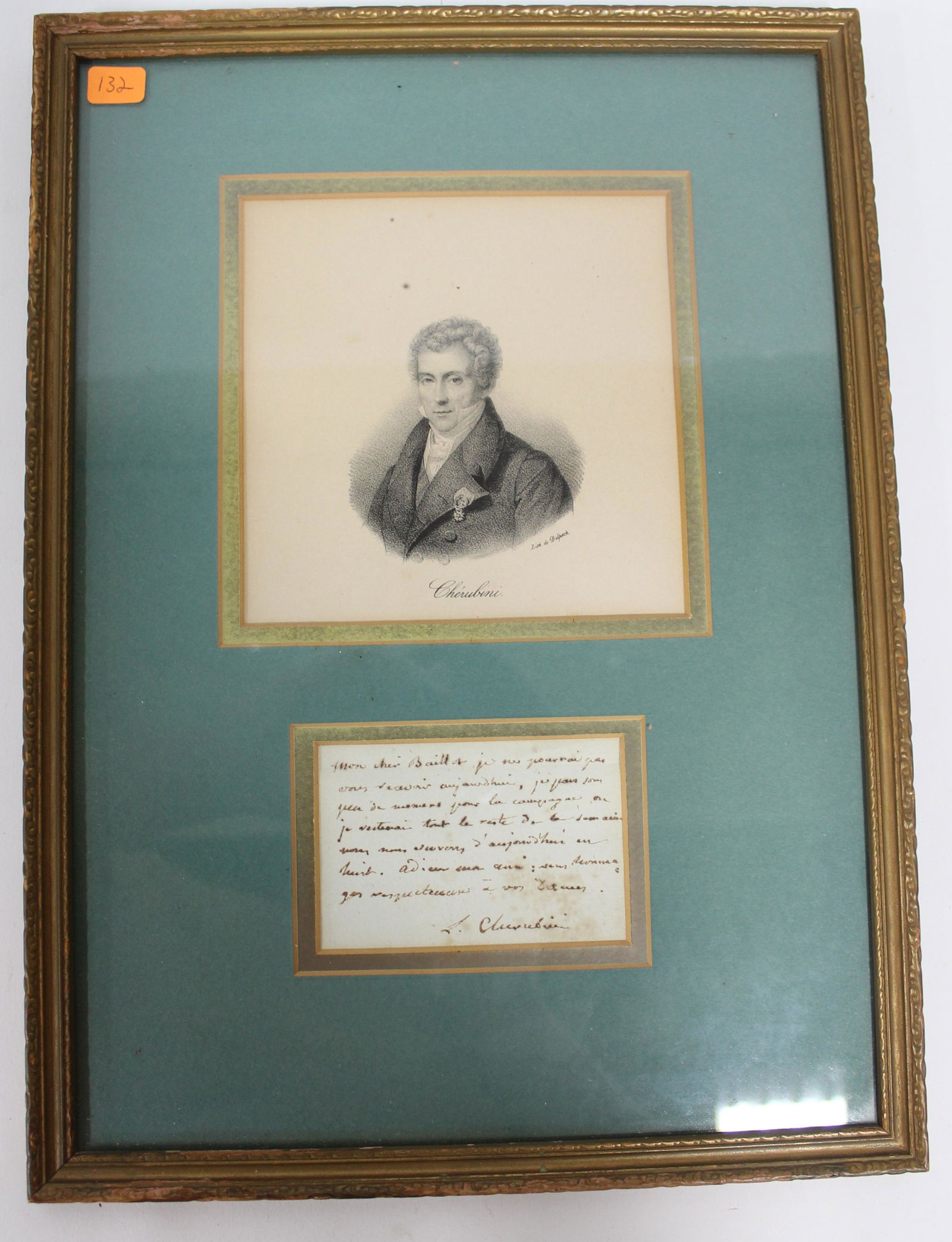 Delpech 19th C. Lithograph Luigi Cherubini and Hand (1 of 2)