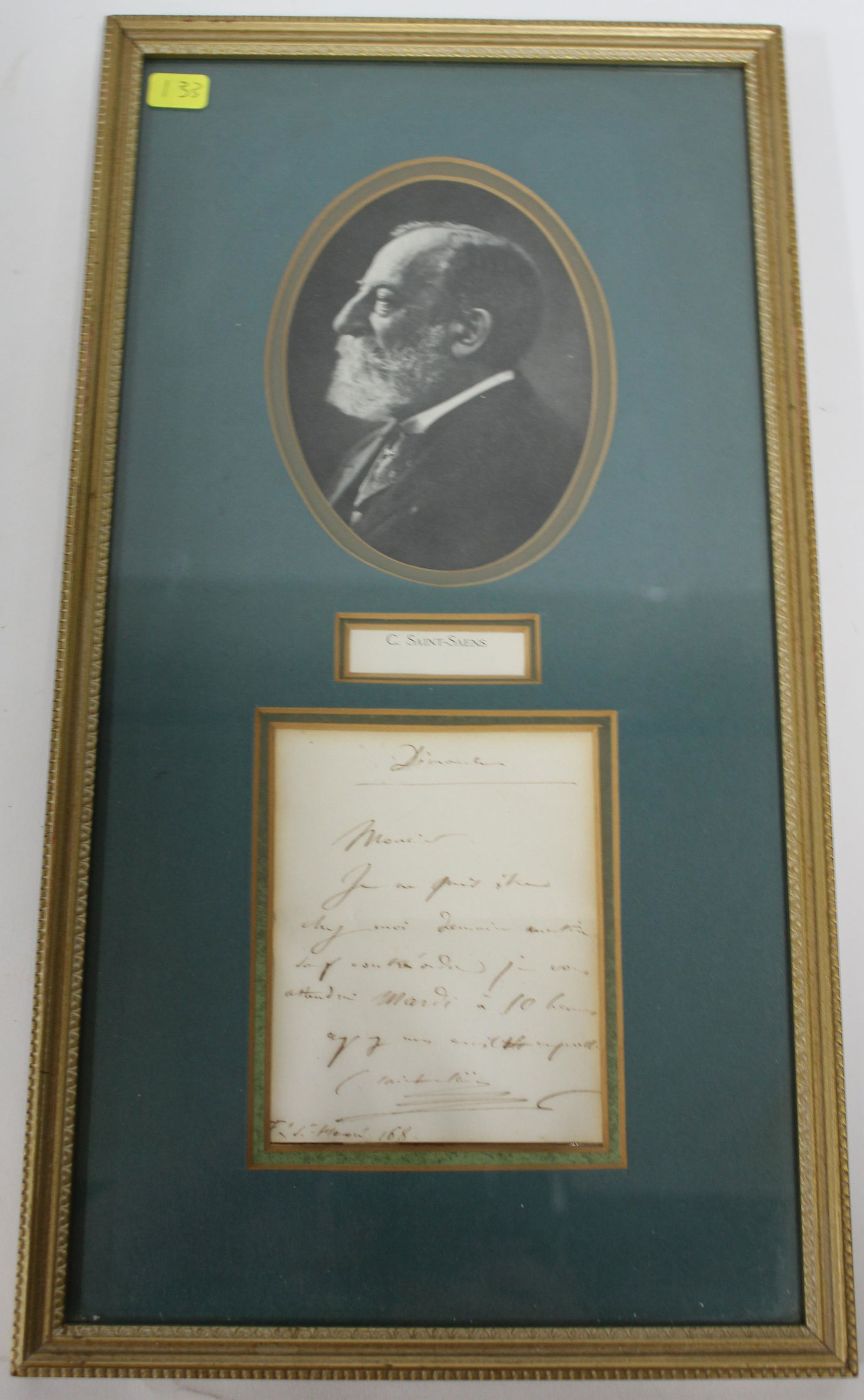 Camille Saint-Saens Portrait and Hand Written Letter (1 of 3)