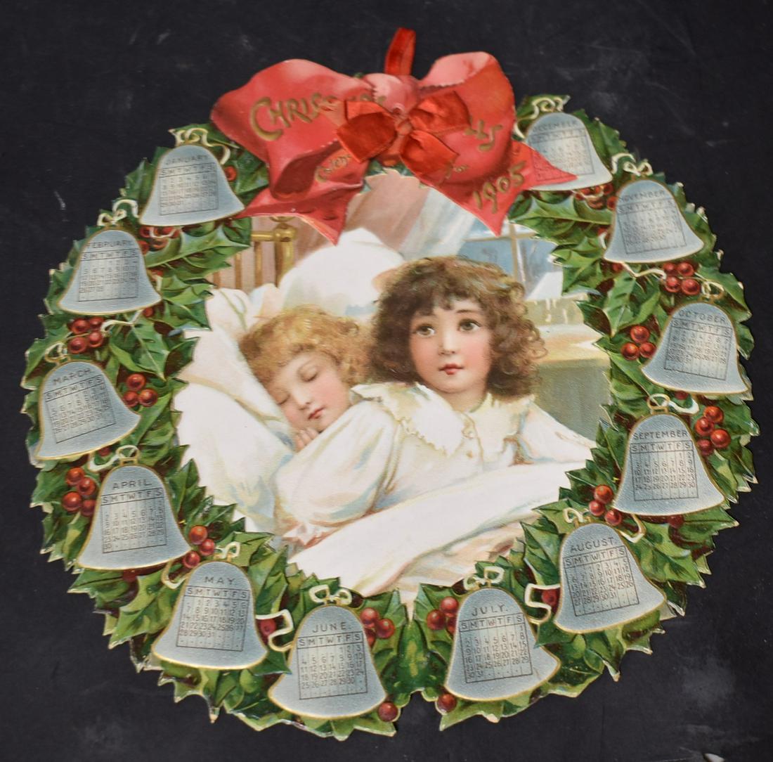 1905 Christmas Bells Calendar: 9.5" diameter.