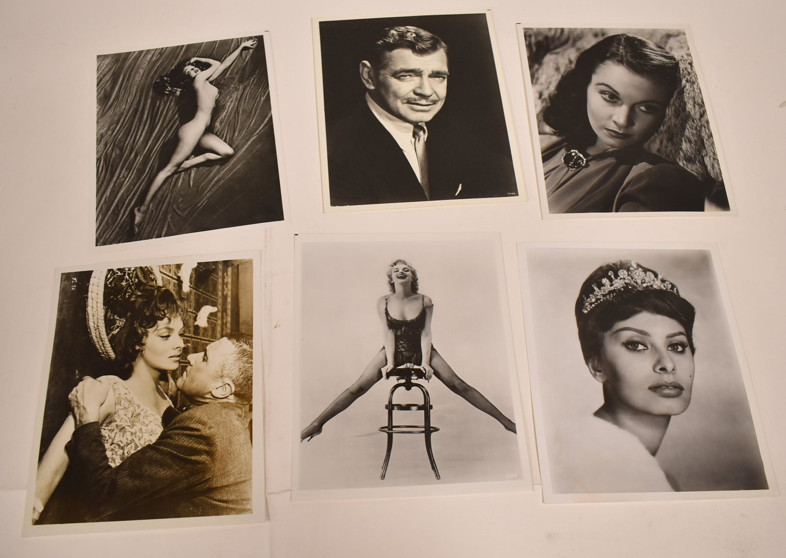 Hollywood Iconic Photos (6): Clark Gable, Vivian Leigh, Sophia Loren (2), and Marilyn Monroe (2)