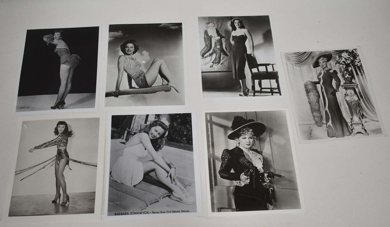 Hollywood Leading Lady Photographs (7): Jane Wyman, Barbara Stanwyck (3), Jane Russel, and Mae West (2)