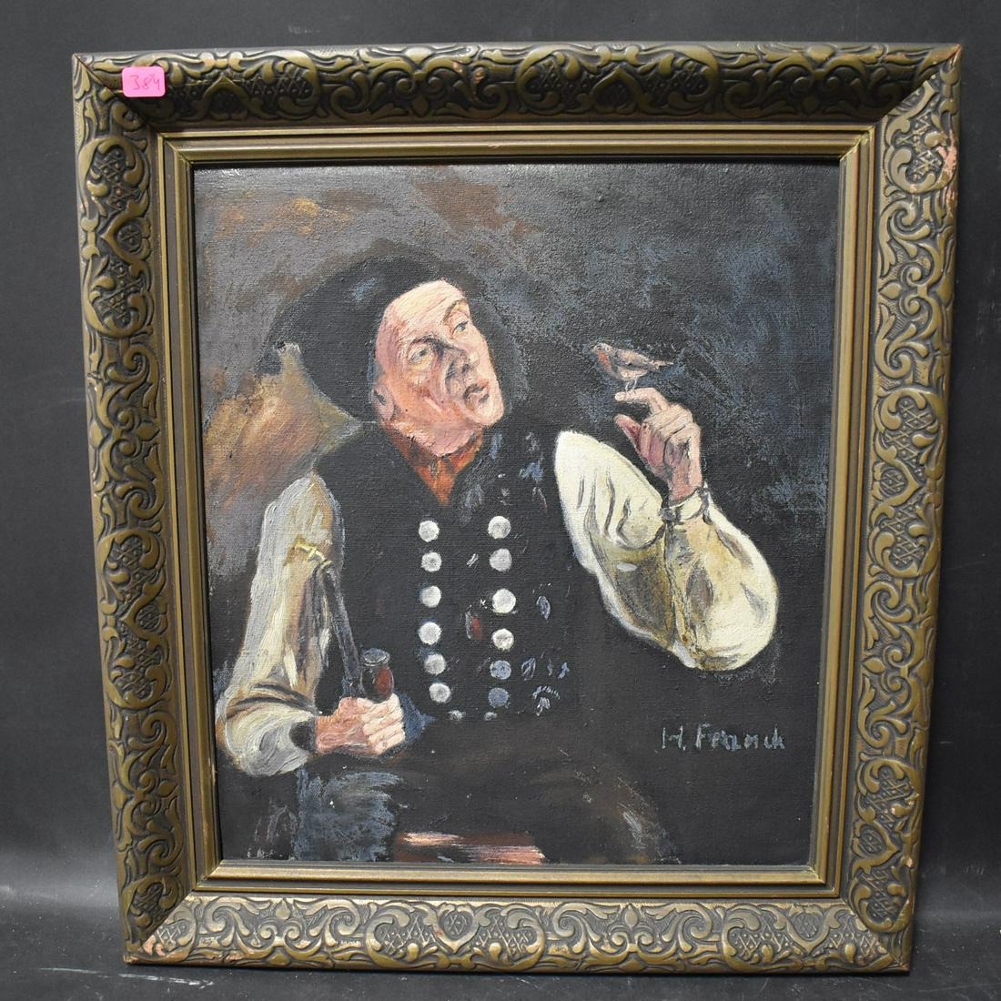 Franz Hals Portrait Sgd.: Oil on canvas. Framed. 17.5 x 16.