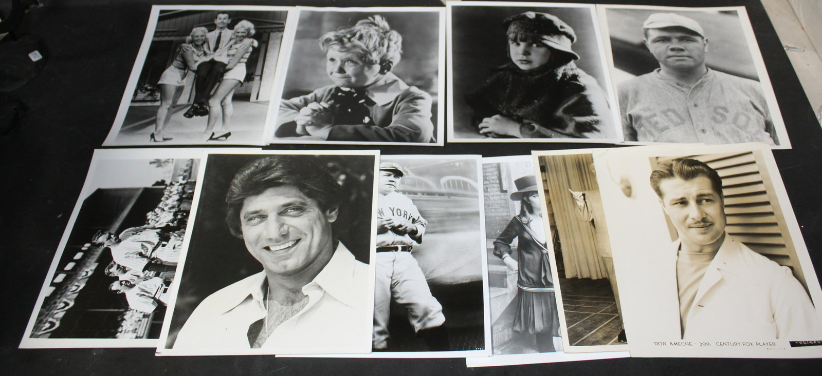 Collector's Lot of Unusual Photographs (11): Babe Ruth (2); Joe Namath ; Gary Cooper playing a Yankee great; Bob Hope and Bing Crosby; a very young Barbara Steisand (2); a 1939 portrait of Don Ameche; a young Jackie Coogan ; and another; and an 