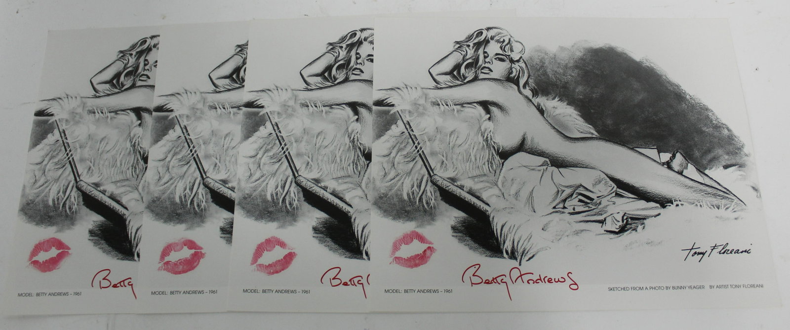 Betty Andrews Sgd. Tony Foreani Sketch (4): All signed in lower center. 11 x 14.