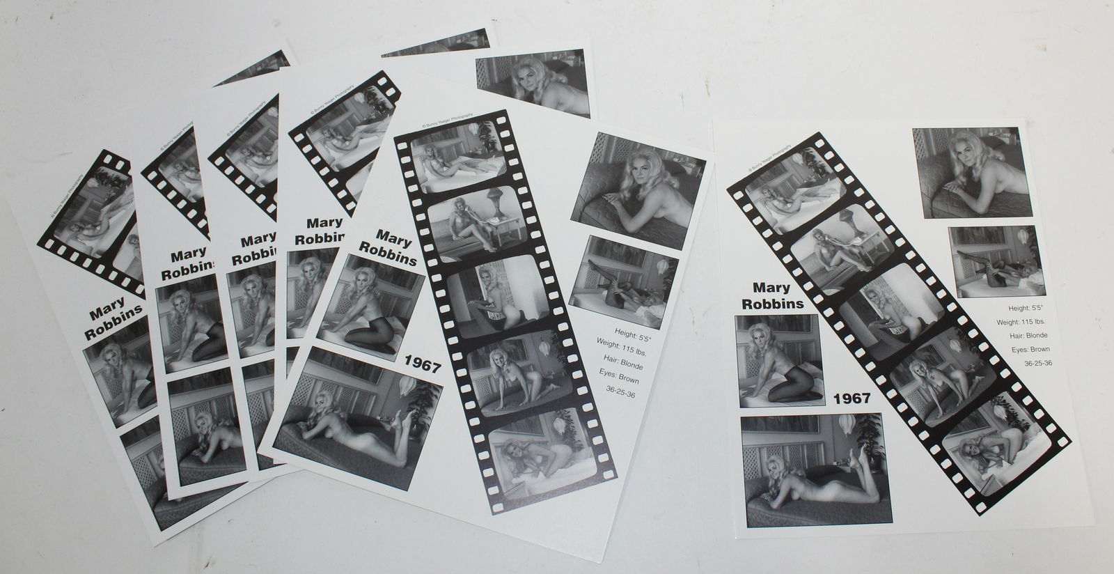 Mary Robbins 1966 Photo Collage (7): Collage of photos and measurables. 8 x 11