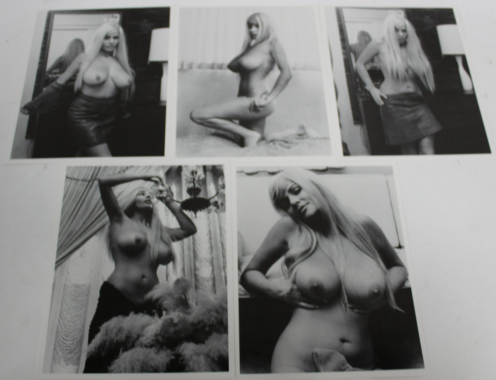 Bunny Yeager Photographs. Uschi. (5): Cardboard stock. All with Bunny Yeager labels at the back with model identification. All 8 x 10