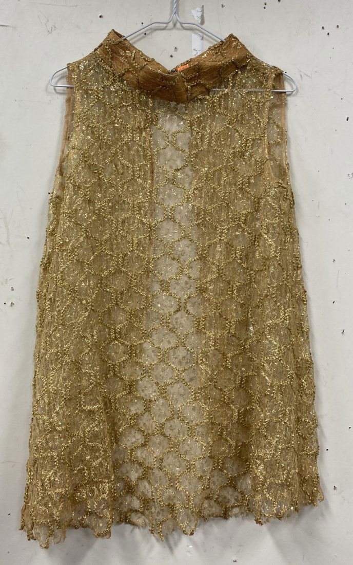 Vintage Gold Lace See Through Top. (1 of 1)