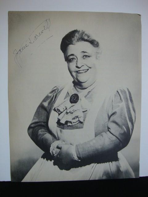 JANE DARWELL AUTOGRAPH & FAY BAINTER ISP ON PEN & I: Magazine page picture of Jane Darwell, signed "Jane Darwell" together with pen & ink (with colored pencil) portrait of Fay Bainter by Griffith, inscribed to A.B. Griffith. Handwritten on reverse, "Mis