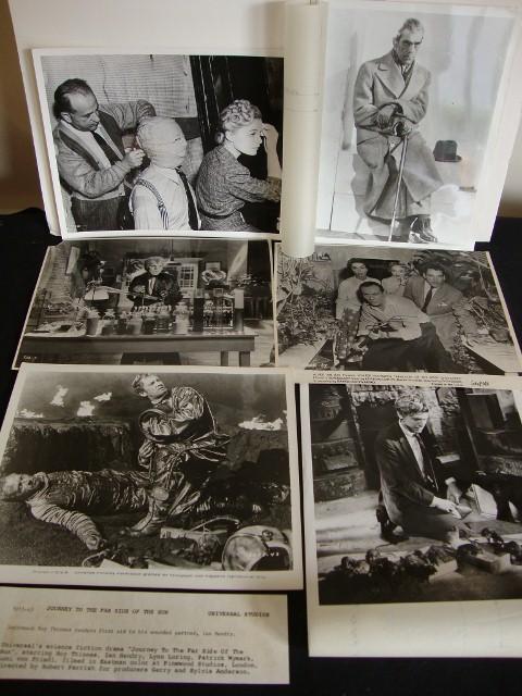 MOVIE STILLS FROM MONSTER AND HORROR FILMS (APPROX : Includes House That Dripped Blood (cardboard stock); Invisible Man Returns; glamour photo of Gloria Stuart (Invisible Man) with a 1934 date stamp; Boris Karloff in The Mummy; The Mad Ghoul; Henry Hull