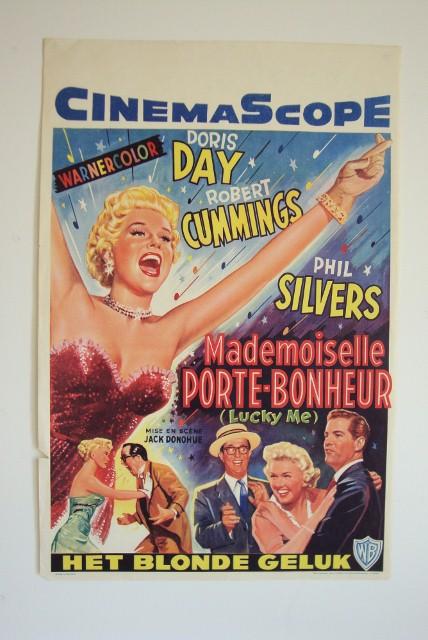 LUCKY ME - BELGIAN VERSION: Mademoiselle Porte - Bonheur. Warner Bros., 1954. Doris Day, Robert Cummings, Phil Silvers. 14 x 21-1/2 VF