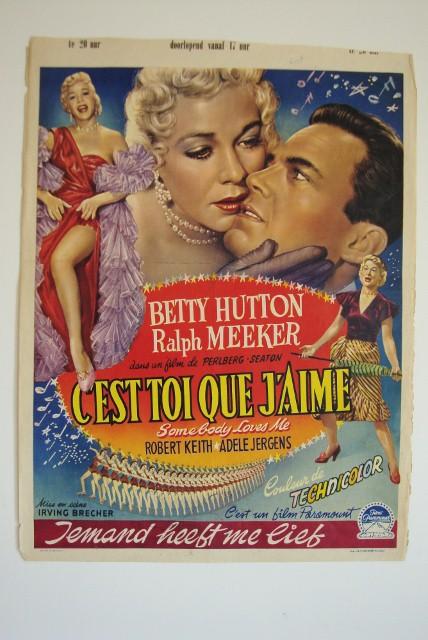 SOMEBODY LOVES ME - FRENCH VERSION: Paramount, 1952. Betty Hutton, Ralph Meeker. 14 x 18-1/2 (top of poster has been trimmed) VF-F