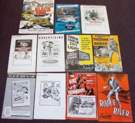 TEN PRESSBOOKS / CAMPAIGN BOOKS: City Lights, United Artists, Charlie Chaplin, 14 pages; The Lone Ranger, United Artists, Clayton Moore, 10 pages; Christmas Eve, United Artists, George Brent, 9 pages; Hidden Fear, United Artists, Joh