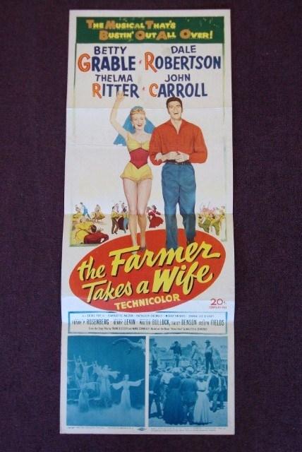 THREE MOVIE POSTER INSERTS - 1942, 1953, 1955: Almost Married, Universal, 1942. Frazee, Paige; How To Be Very Very Popular, 20th C. Fox, 1955. Grable, North, Cummings, Coburn; The Farmer Takes A Wife. 20th C. Fox, 1953. Grable, Robertson, Ritter, 