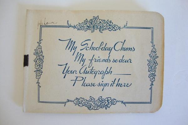AUTOGRAPH ALBUM (18): Without cover. Manny Frank - in black ink (Vivian Blaine's husband, 1946); Nancy Kenyon - in blue ink (Showboat, 1946); Charles Fredericks - in blue ink (Showboat, 1946); Carol Bruce - in grey ink (Sh