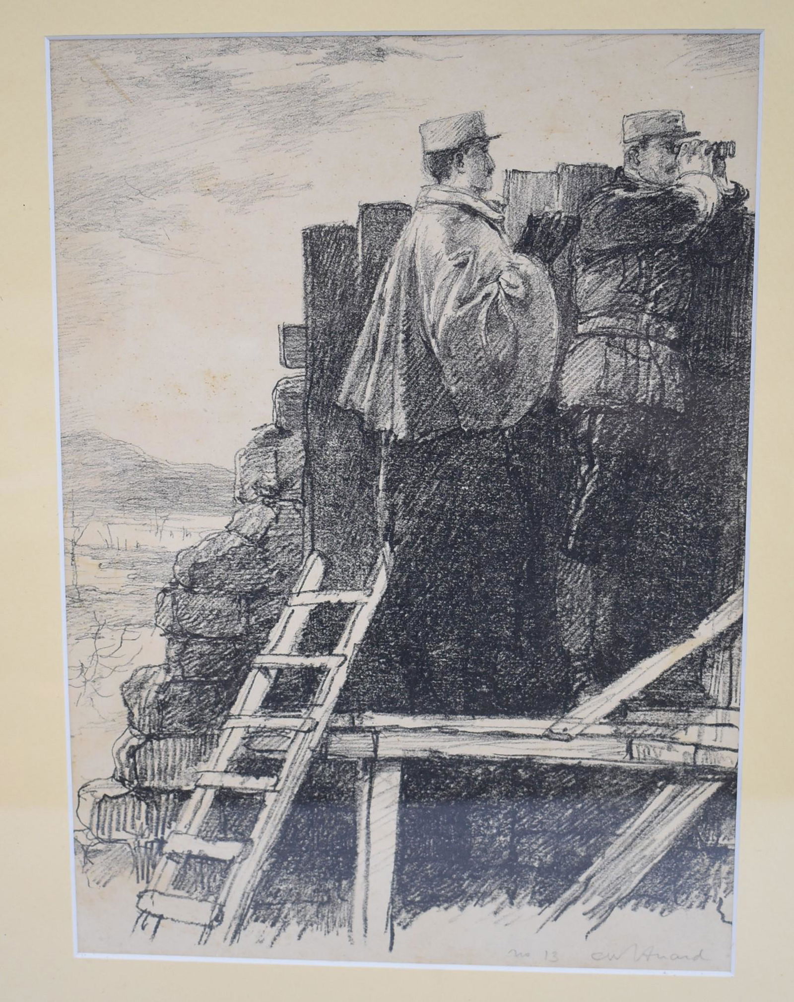 C. W. Huard Drawing on Paper Sgd. (1 of 5)