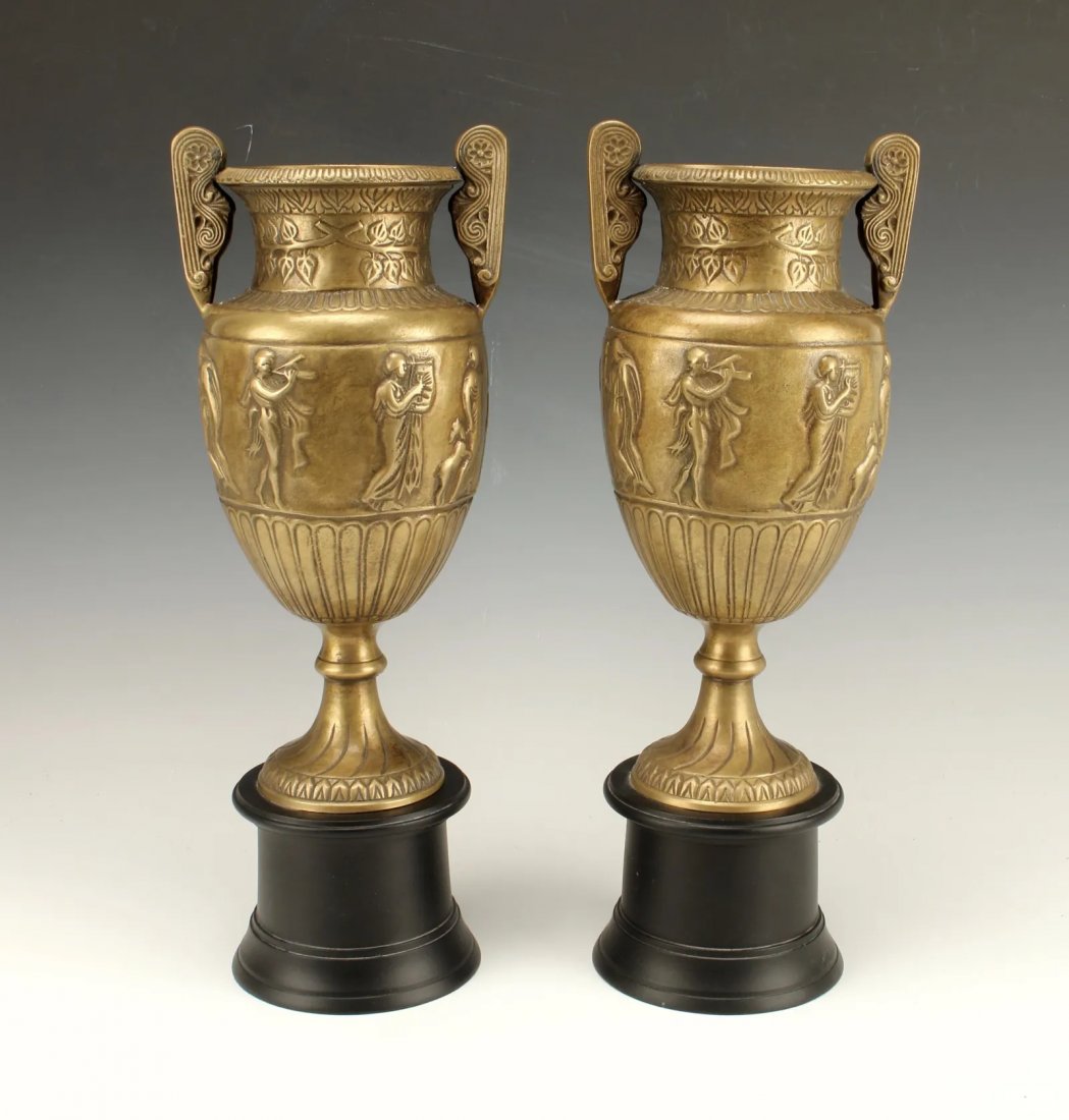 Pr. of French Type Neoclassical Bronze Urns (1 of 1)