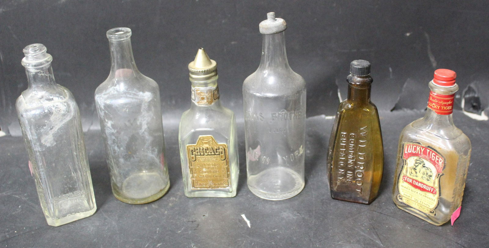Antique Glass Barbershop Bottles (6) (1 of 1)