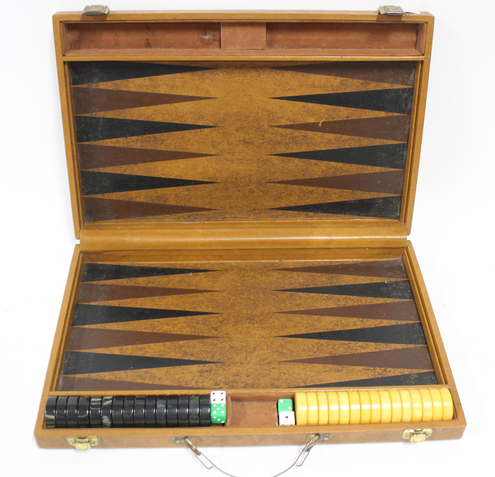 Vintage Backgammon Board Game in Leather Case. (1 of 3)