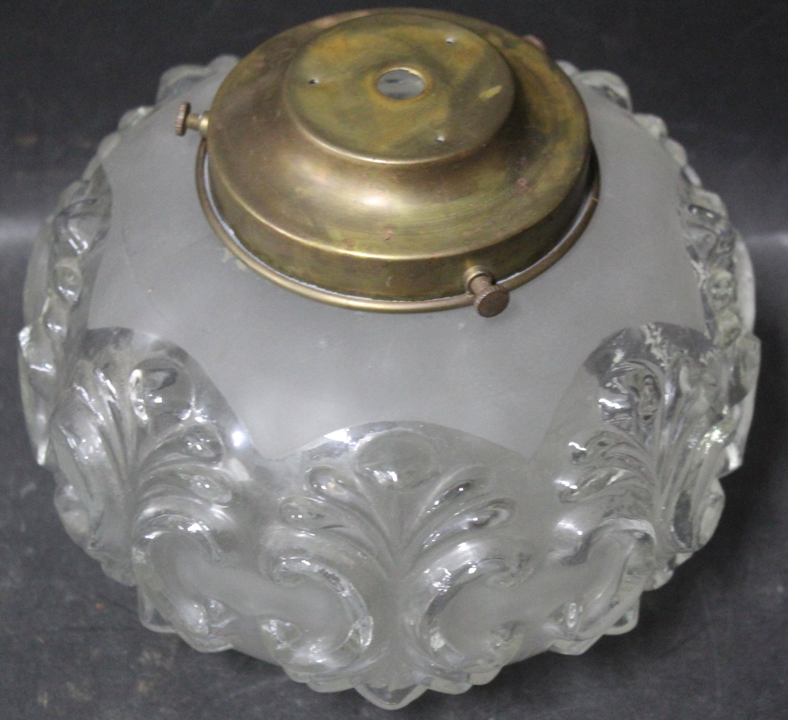 Pressed & Frosted Glass Ceiling Light: 6.25 in H x 6 in W.