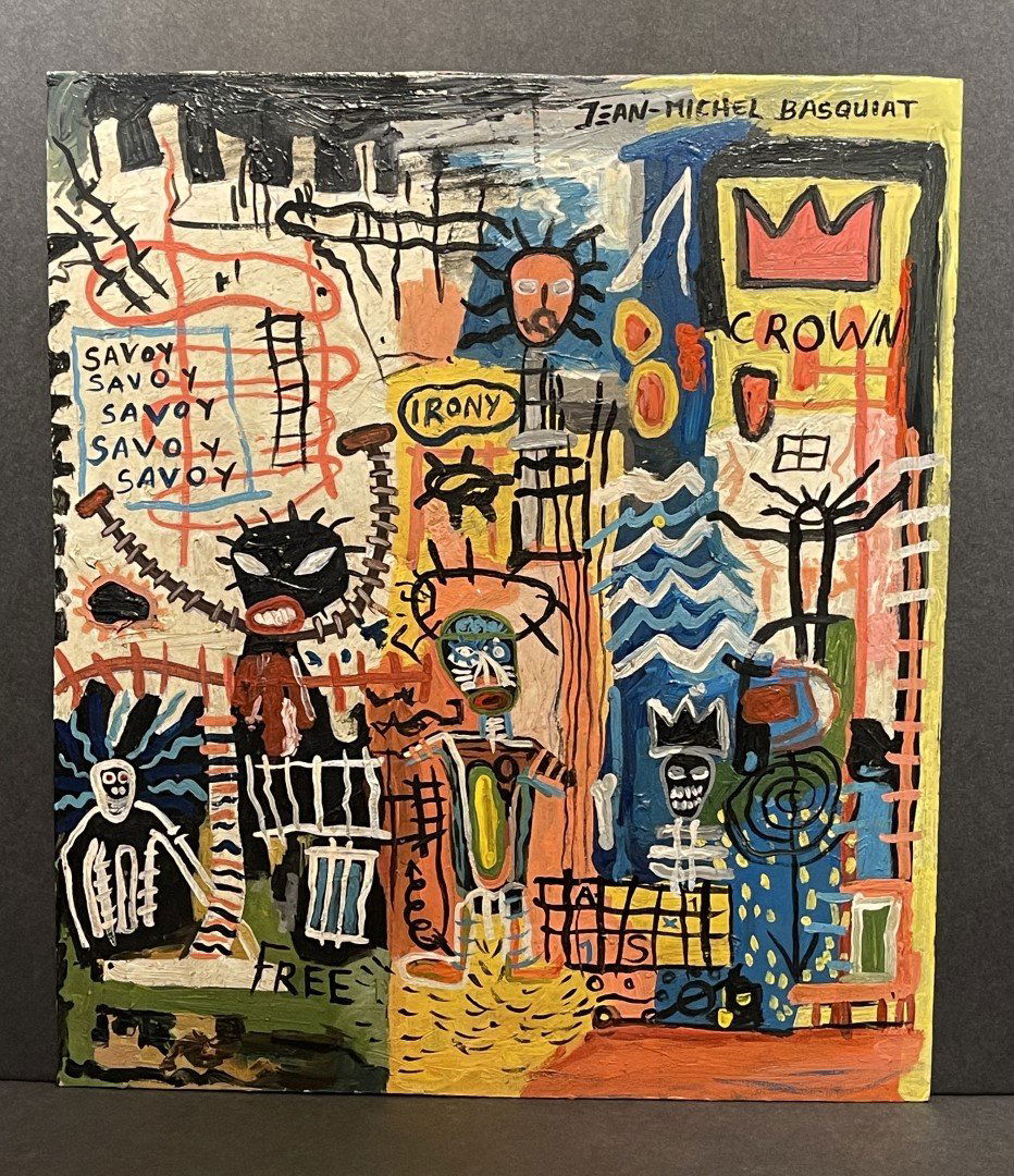 Jean-Michel Basquiat(after); 20thC. Oil Composition (1 of 4)
