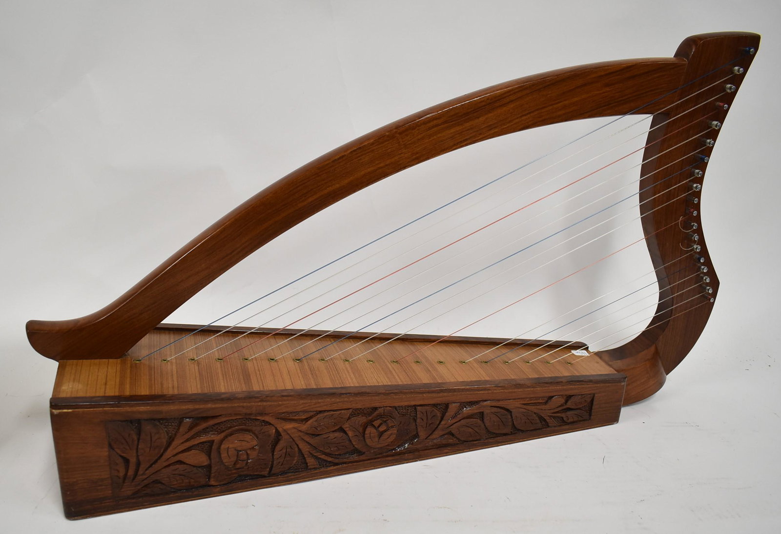 Wood Carved Harp: MIssing a string. 16 in x 31 in.